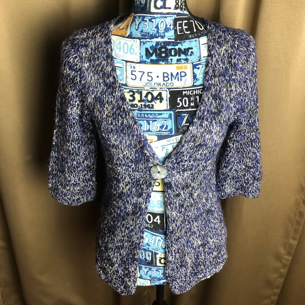 WindiRiver Hippy Boho Knit Short Sleeve Cardigan Sweater